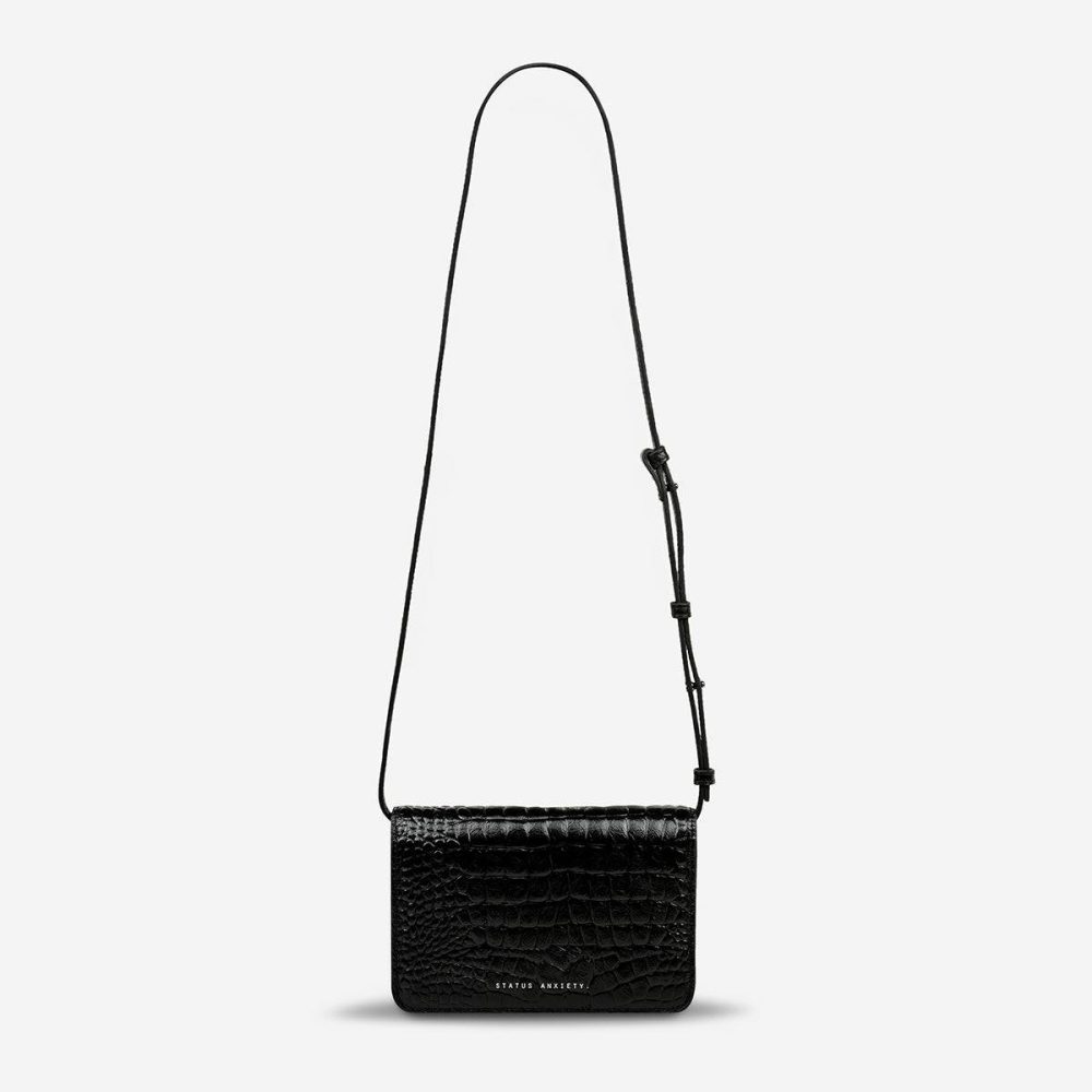 Crossbody Black Croc Emboss Status Anxiety She Burns Bag - Black Croc Emboss Women - Image 2