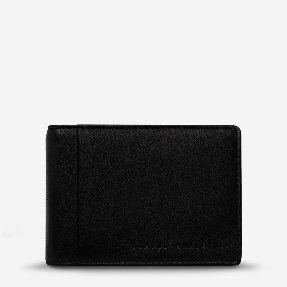 Status Anxiety Bi-Fold Black Men Melvin Wallet - Black