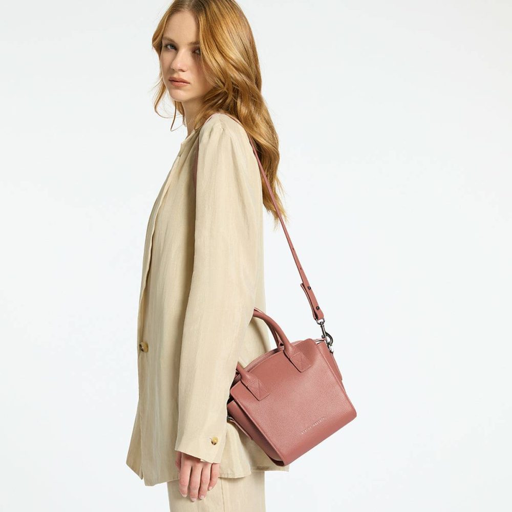 Status Anxiety Dusty Rose Leather Strap Medium - Dusty Rose Women Bag Straps - Image 3