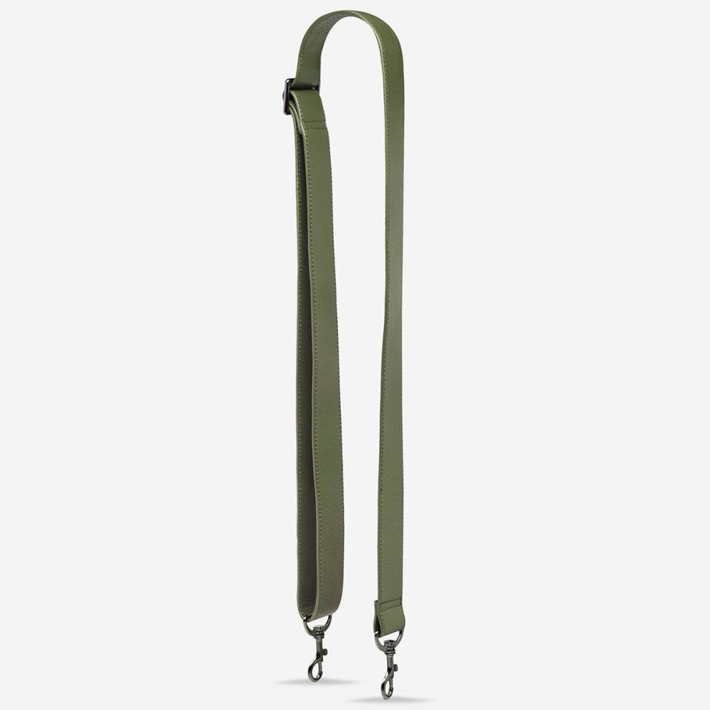 Women Bag Straps Status Anxiety Khaki Leather Strap Wide - Khaki