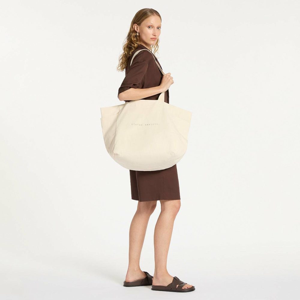 Women Knees Deep Bag - Cream Tote Bags Status Anxiety Cream - Image 4
