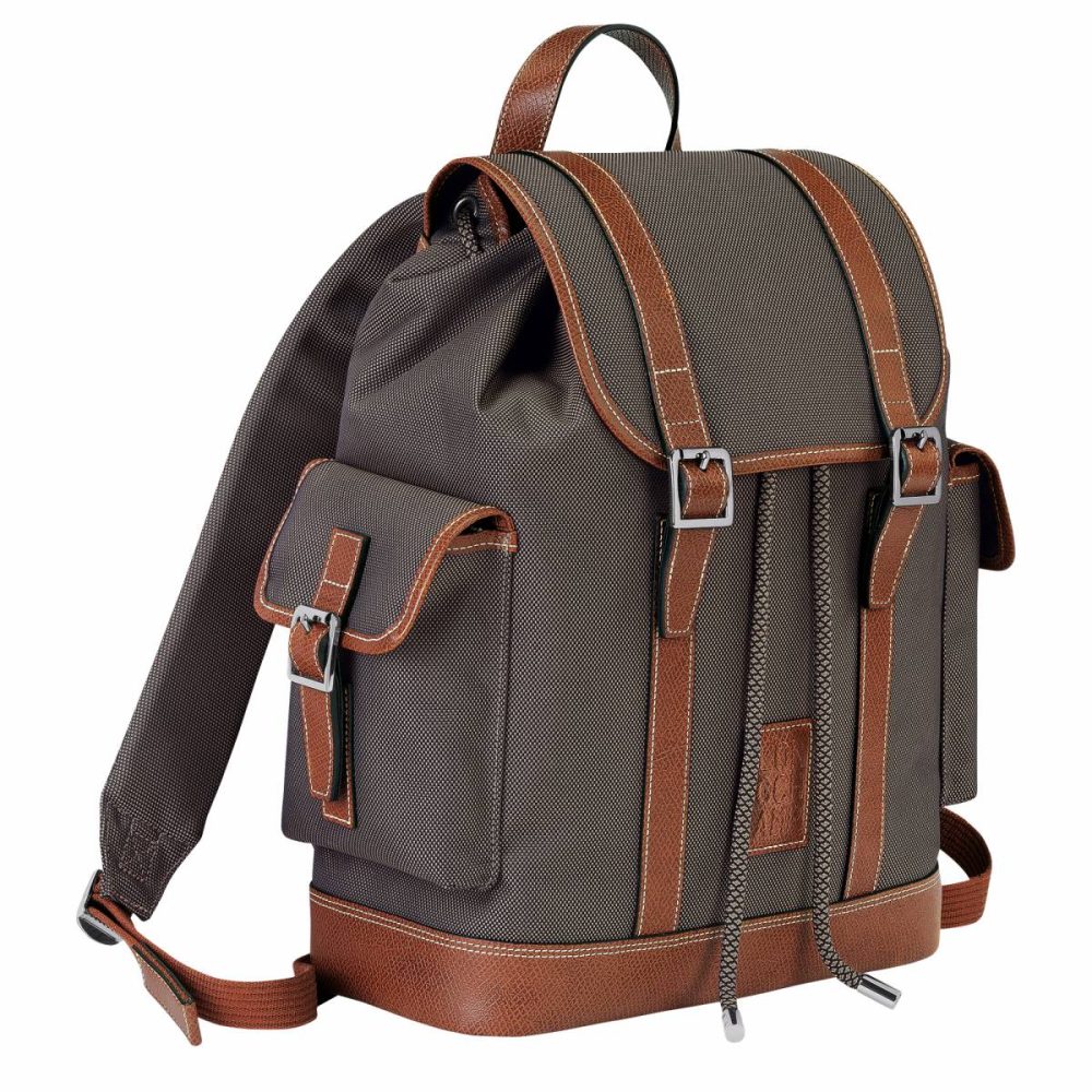 Backpacks Longchamp Men Brown Boxford Backpack Brown - Recycled Canvas - Image 2
