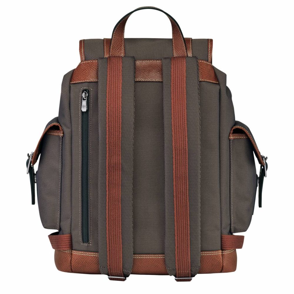 Backpacks Longchamp Men Brown Boxford Backpack Brown - Recycled Canvas - Image 3