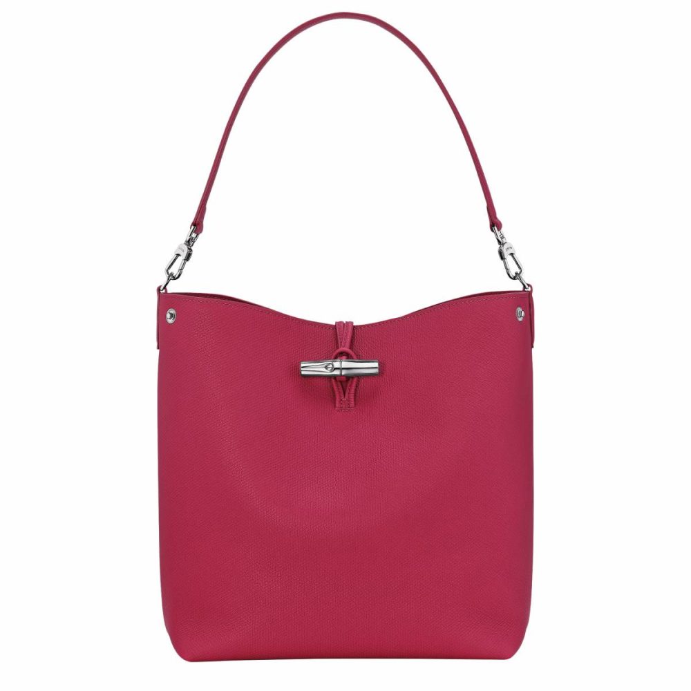 Beetroot Leather Bags Longchamp Women Le Roseau M Shoulder Bag Beetroot - Leather