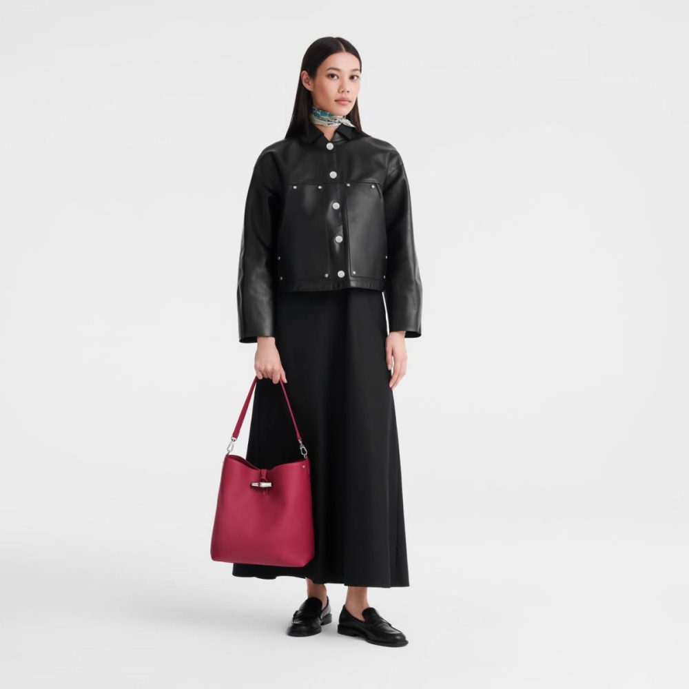 Beetroot Leather Bags Longchamp Women Le Roseau M Shoulder Bag Beetroot - Leather - Image 2