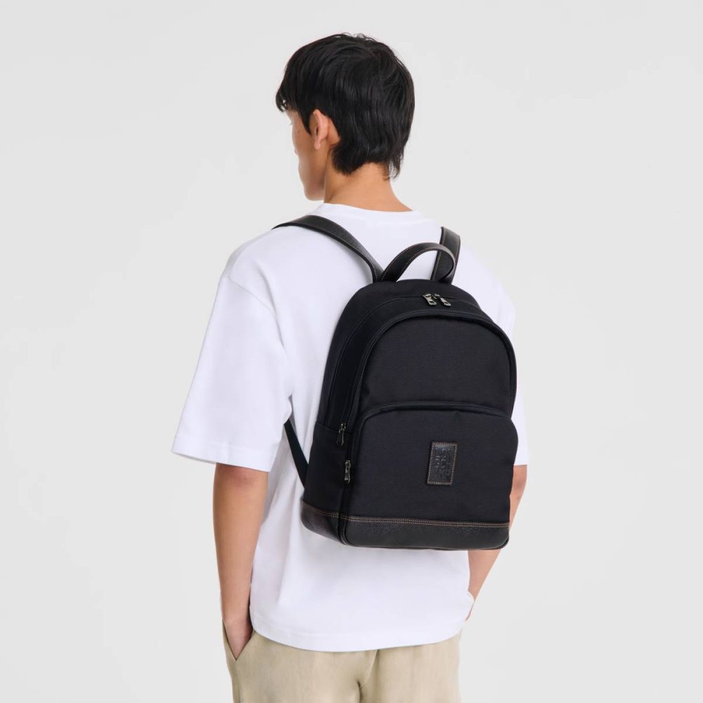 Black Backpacks Longchamp Men Boxford Backpack Black - Recycled Canvas