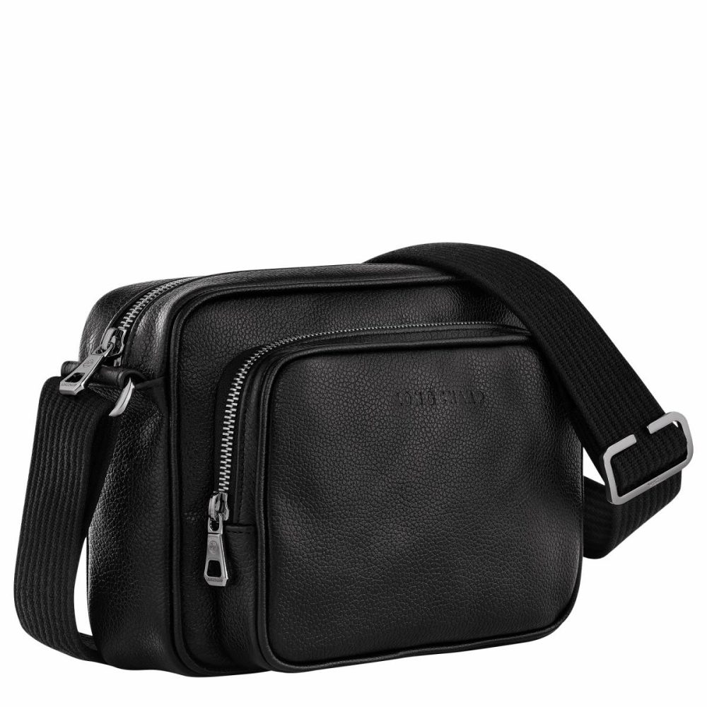 Black Le Foulonné S Camera Bag Black - Leather Men Longchamp Leather Bags - Image 3