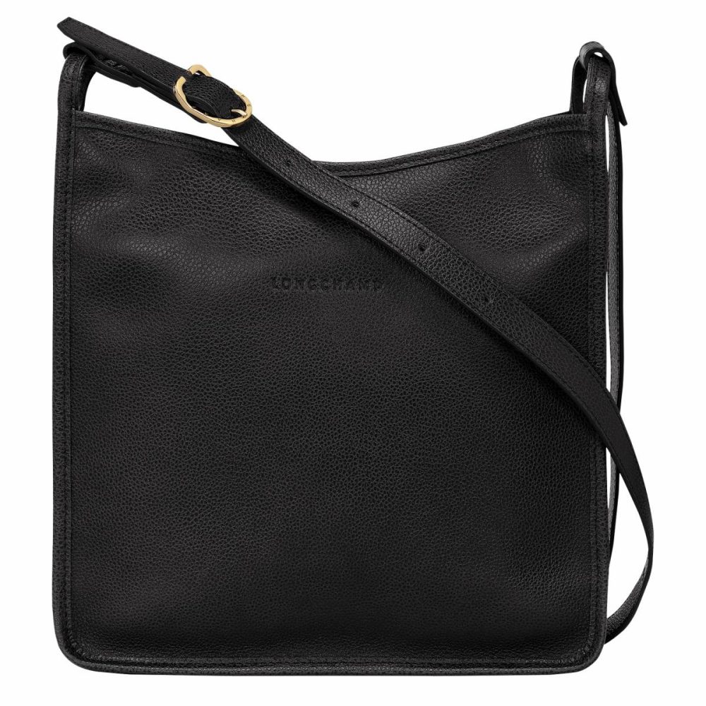 Black Longchamp Leather Bags Women Le Foulonné M Crossbody Bag Black - Leather