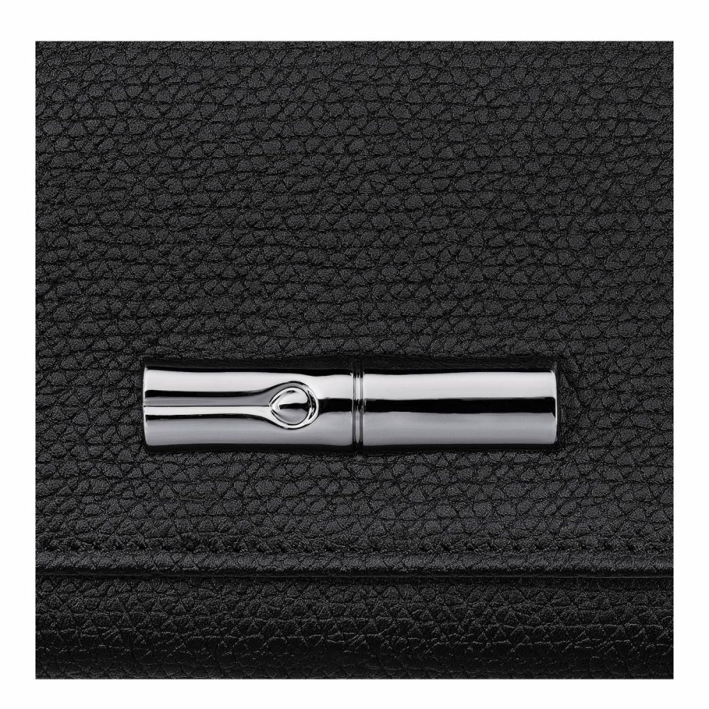 Black Longchamp Women Leather Wallets Le Roseau Wallet Black - Leather - Image 4
