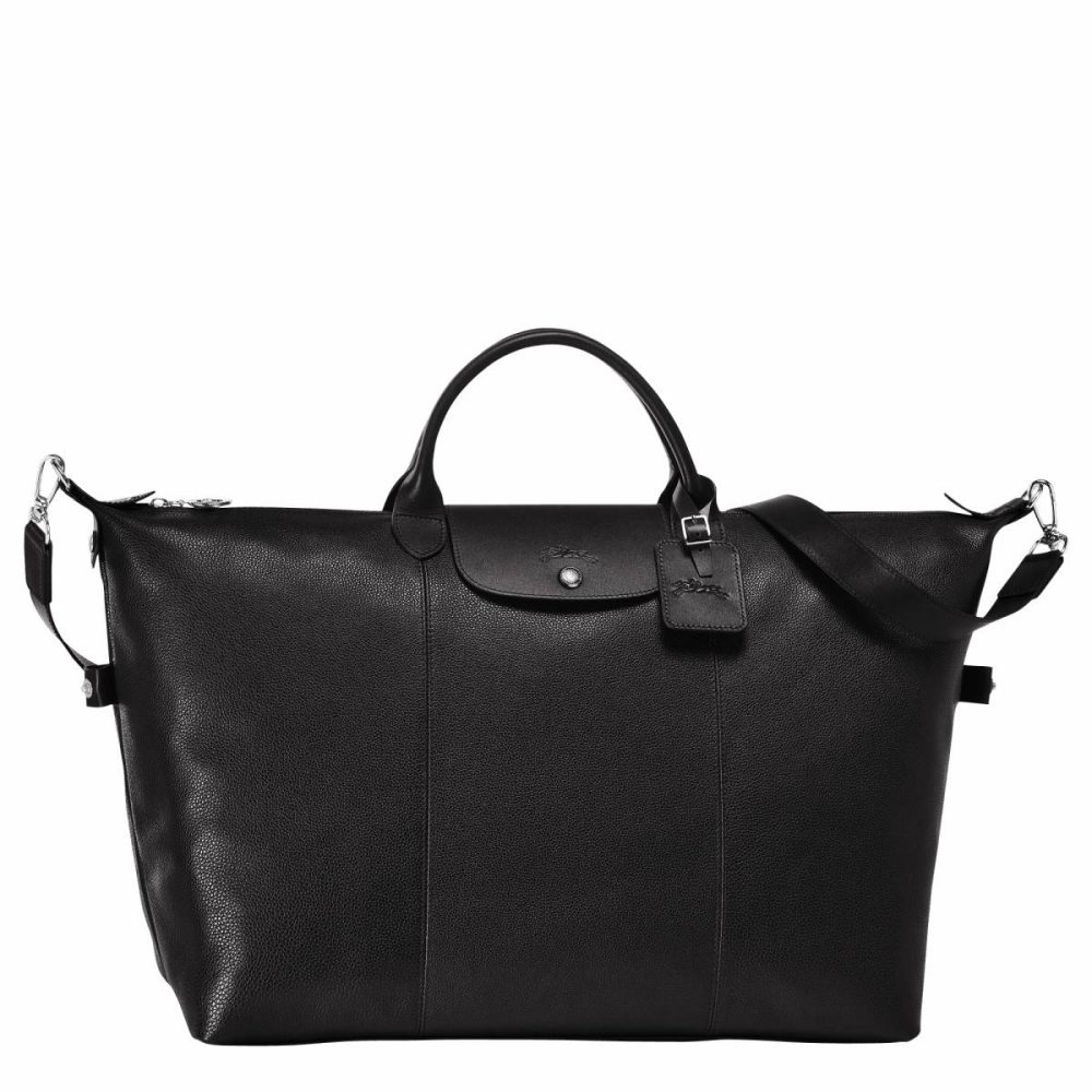 Black Travel Bags Longchamp Women Le Foulonné Xl Travel Bag Black - Leather