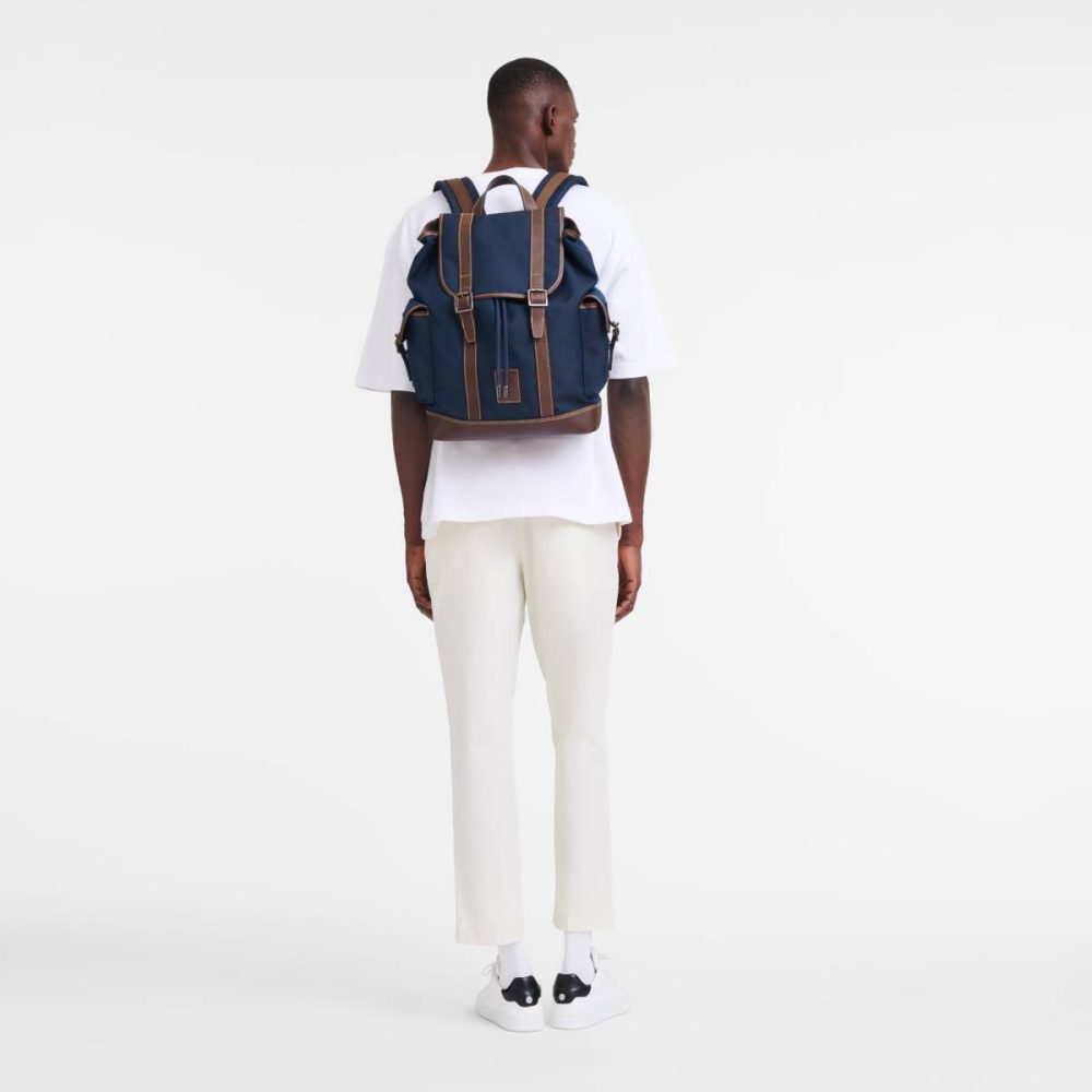 Boxford Backpack Blue - Recycled Canvas Backpacks Blue Men Longchamp