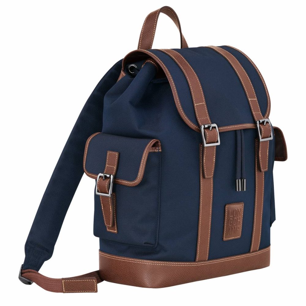 Boxford Backpack Blue - Recycled Canvas Backpacks Blue Men Longchamp - Image 2