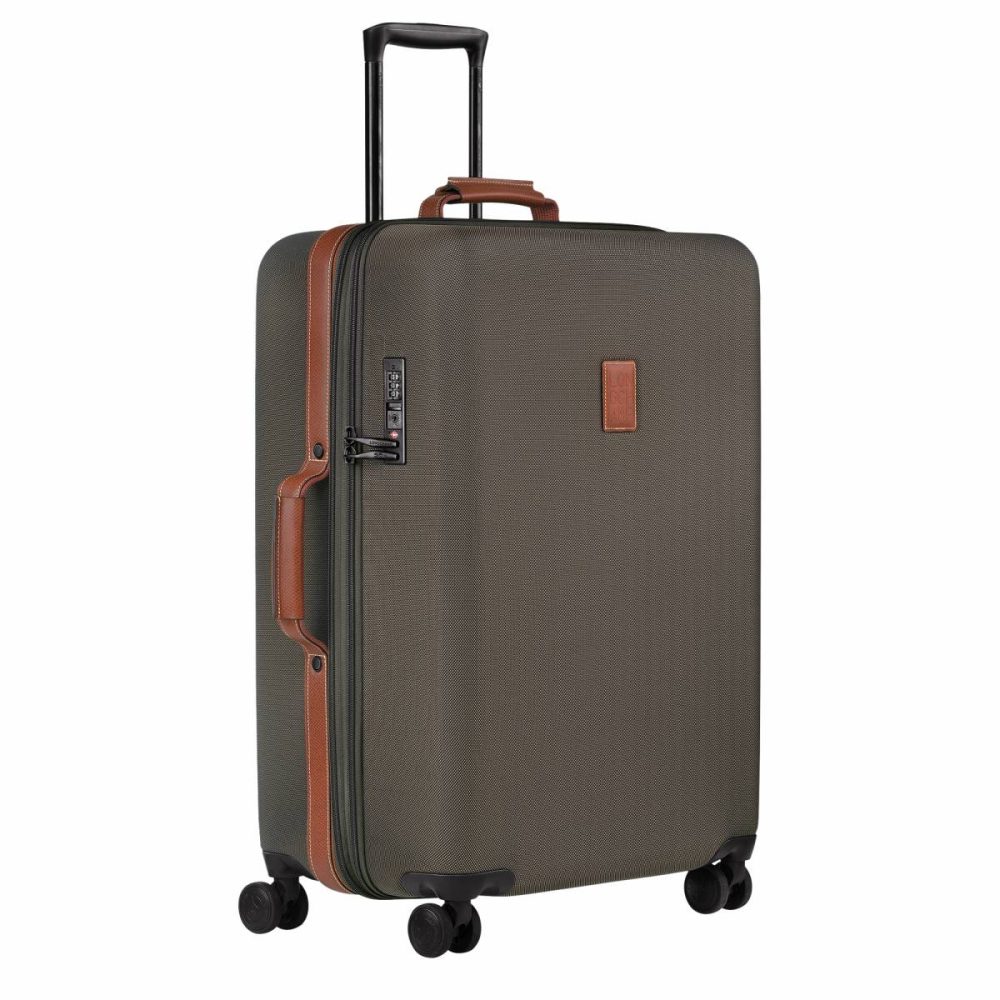 Boxford L Suitcase Brown - Recycled Canvas Brown Longchamp Suitcases Women