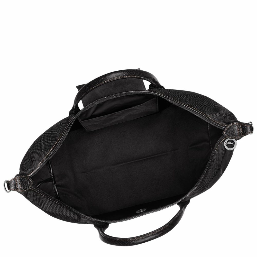 Boxford L Travel Bag Black - Recycled Canvas Longchamp Women Travel Bags Black - Image 4