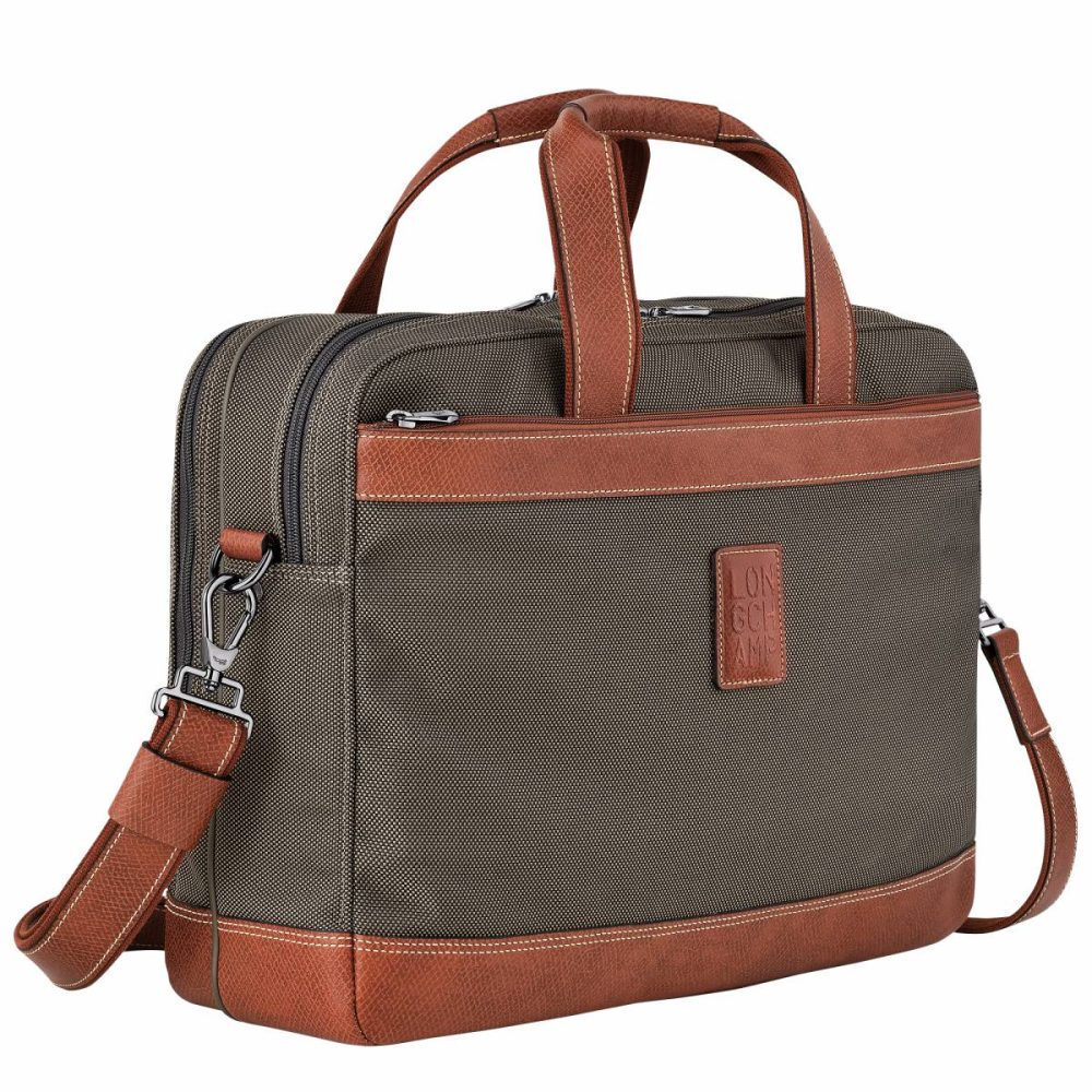 Brown Briefcase Boxford L Briefcase Brown - Recycled Canvas Men Longchamp - Image 2