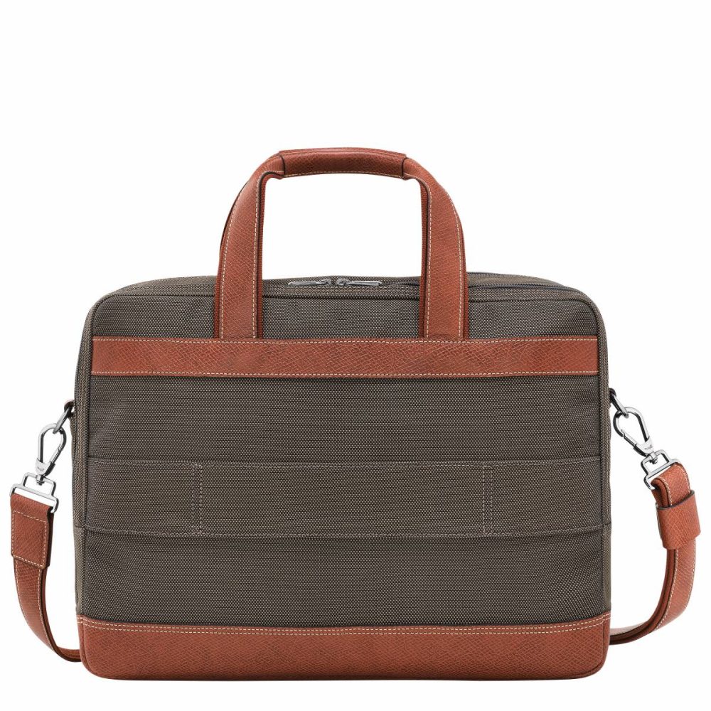 Brown Briefcase Boxford L Briefcase Brown - Recycled Canvas Men Longchamp - Image 3