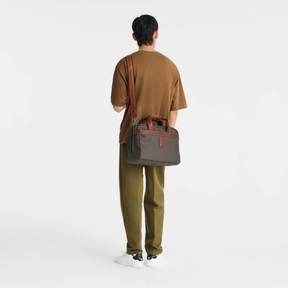 Brown Longchamp Boxford S Travel Bag Brown - Recycled Canvas Women Travel Bags