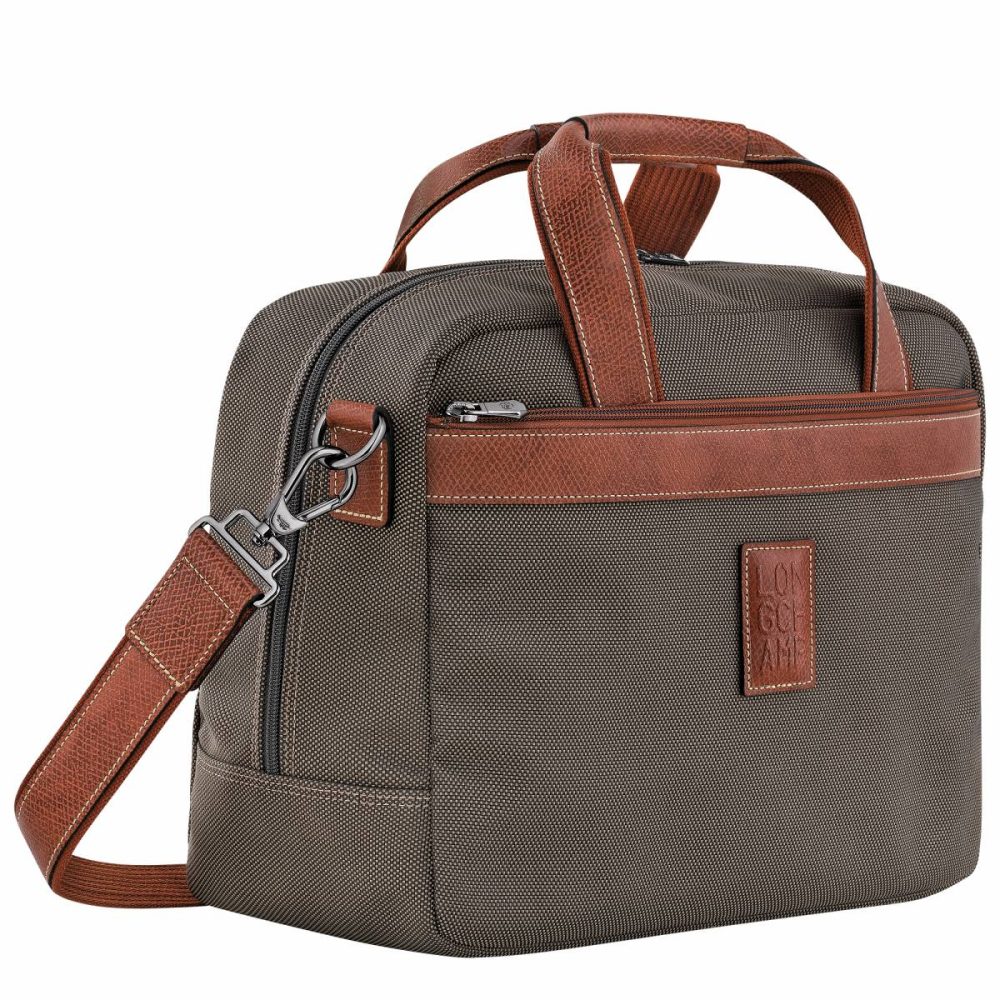 Brown Longchamp Boxford S Travel Bag Brown - Recycled Canvas Women Travel Bags - Image 2