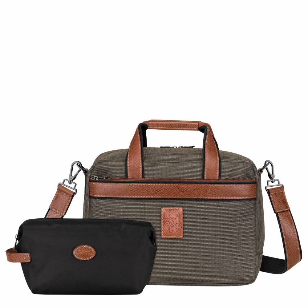 Brown Longchamp Boxford S Travel Bag Brown - Recycled Canvas Women Travel Bags - Image 5