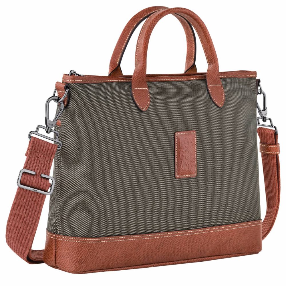 Brown Women Boxford S Briefcase Brown - Recycled Canvas Longchamp Briefcase - Image 2