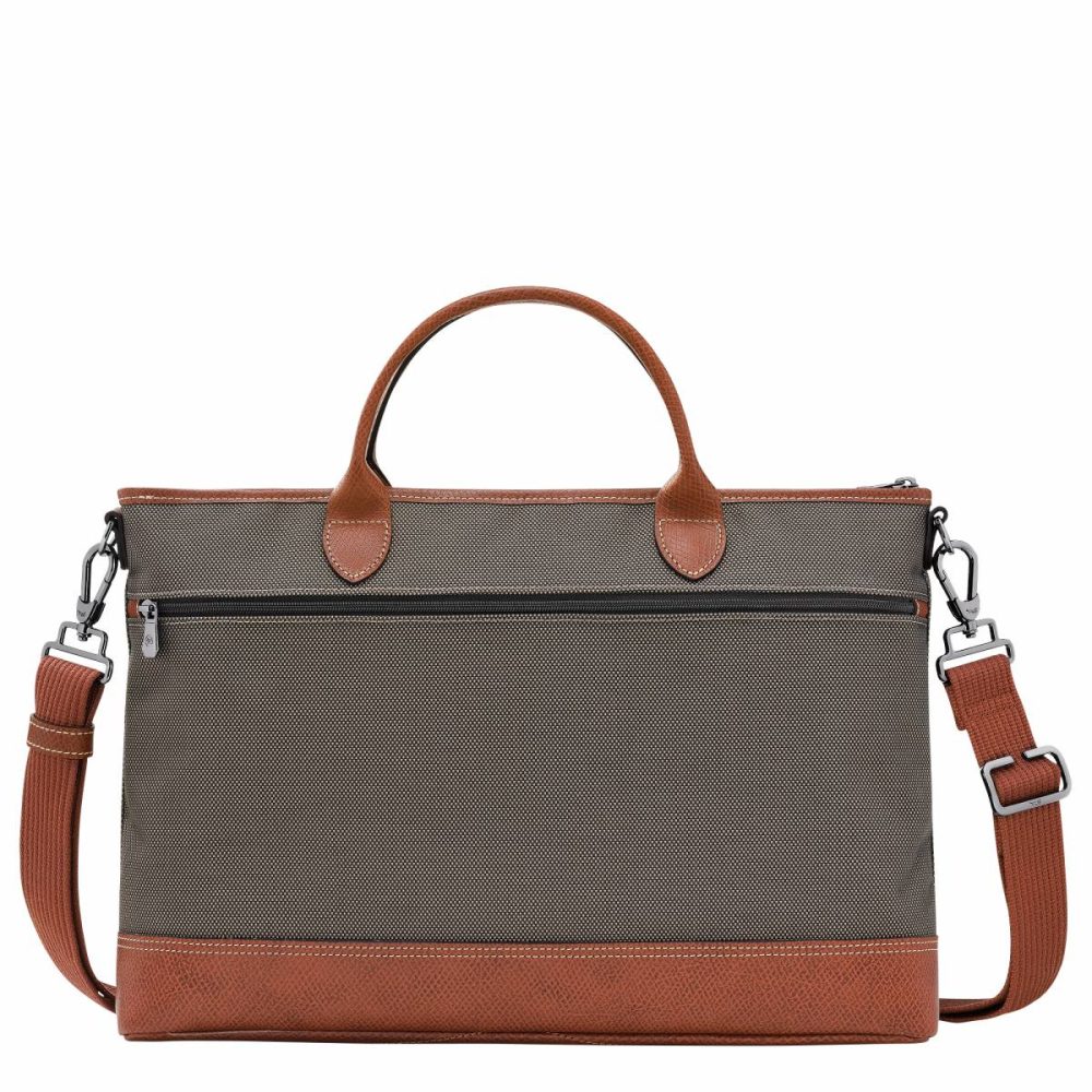 Brown Women Boxford S Briefcase Brown - Recycled Canvas Longchamp Briefcase - Image 3