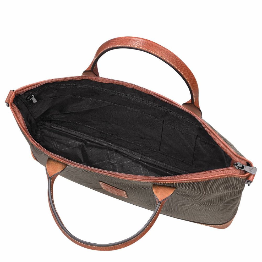 Brown Women Boxford S Briefcase Brown - Recycled Canvas Longchamp Briefcase - Image 4
