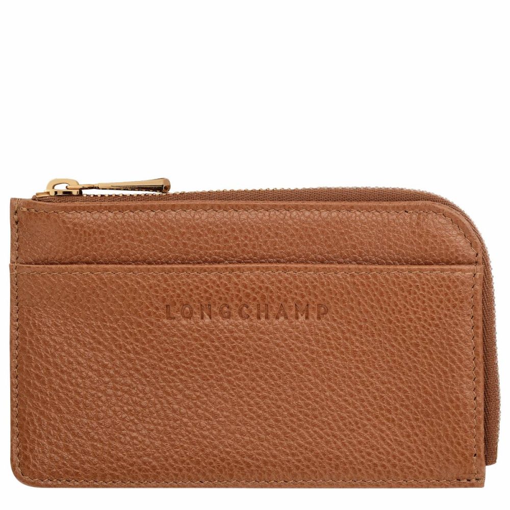 Caramel Le Foulonné Card Holder Caramel - Leather Cardholders & Coin Purses Longchamp Women
