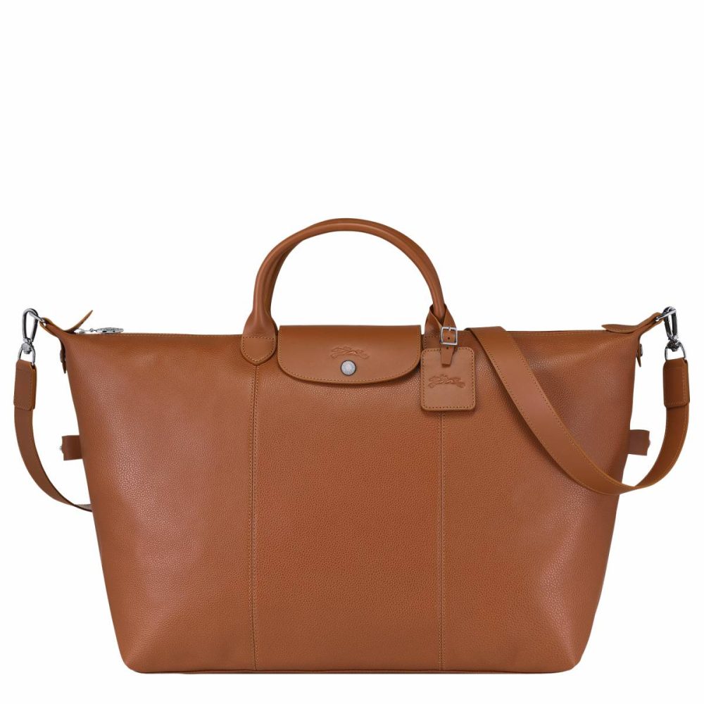 Caramel Women Le Foulonné L Travel Bag Caramel - Leather Longchamp Travel Bags