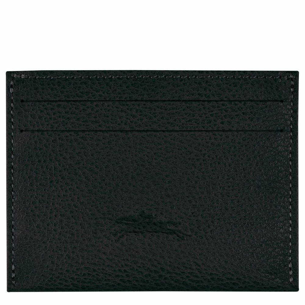 Cardholders & Coin Purses Longchamp Le Foulonné Card Holder Black - Leather Women Black - Image 2
