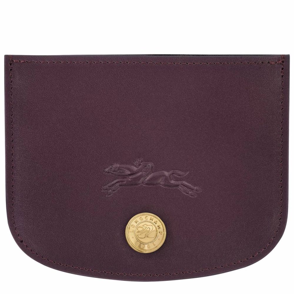 Cardholders & Coin Purses Longchamp Women Épure Card Holder Eggplant - Leather Eggplant