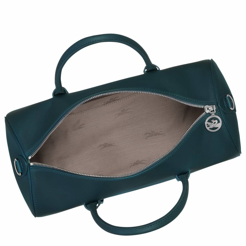 Daylong L Handbag Ink Blue - Leather Ink Blue Longchamp Leather Bags Women - Image 5