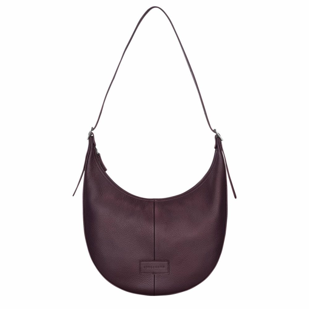 Eggplant Leather Bags Essential L Crossbody Bag Eggplant - Leather Women Longchamp