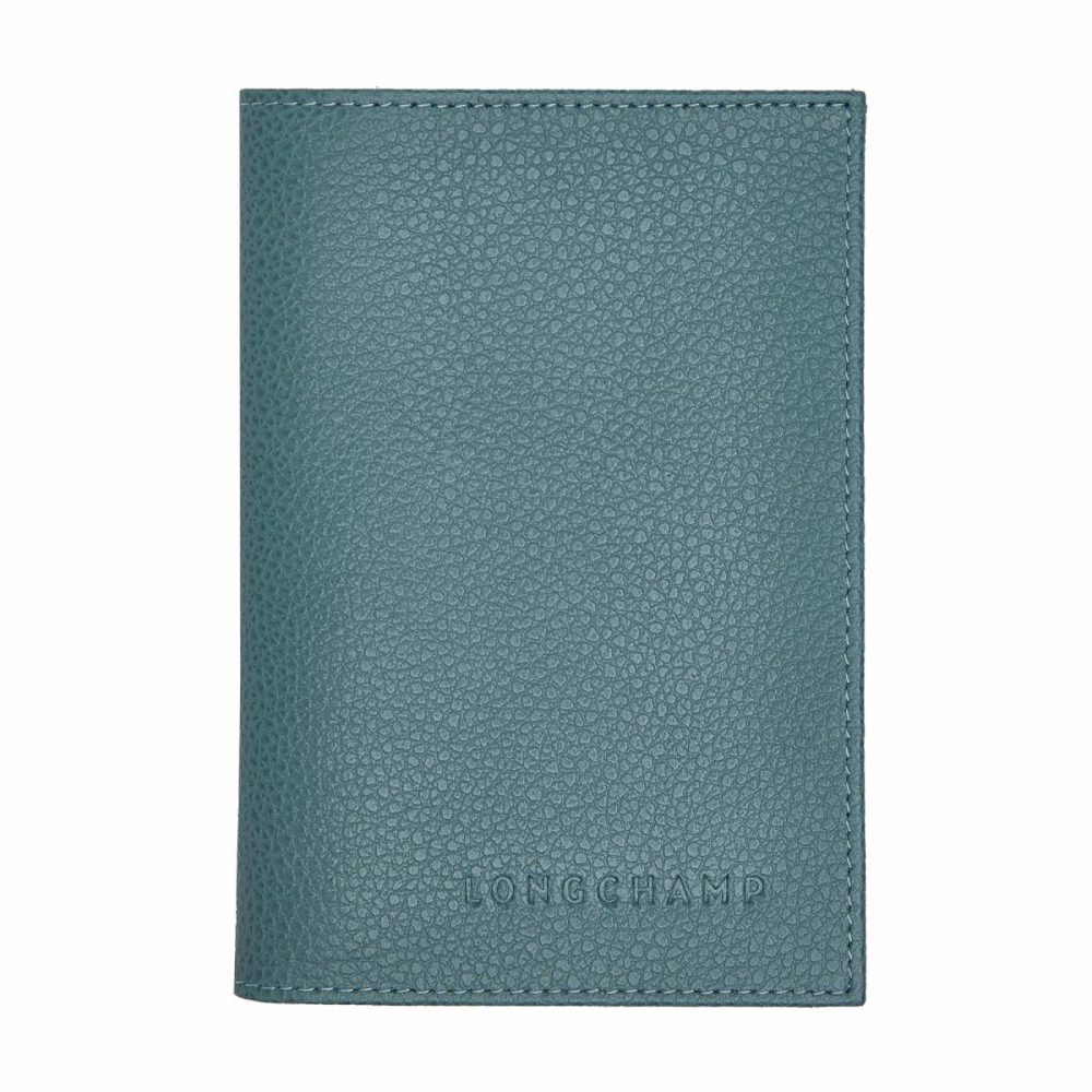 Eucalyptus Longchamp Pouches & Cases Le Foulonné Passport Cover Eucalyptus - Leather Women