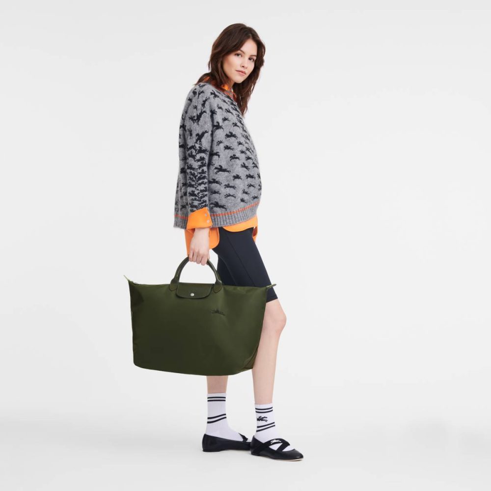 Forest Le Pliage Green L Travel Bag Forest - Recycled Canvas Travel Bags Women Longchamp