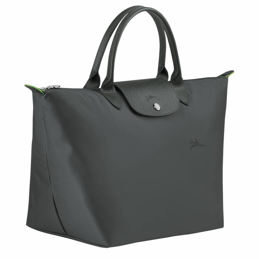 Graphite Women Le Pliage Green M Handbag Graphite - Recycled Canvas Longchamp Handbags - Image 2