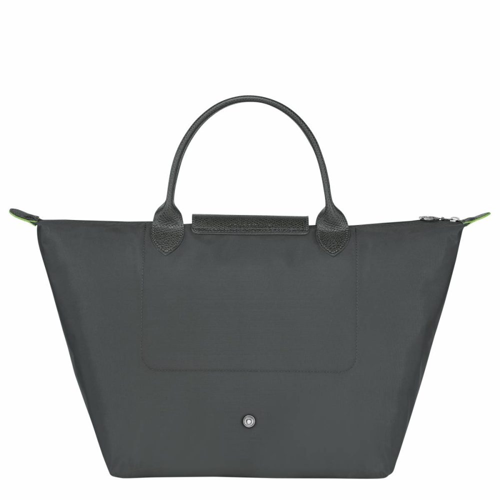 Graphite Women Le Pliage Green M Handbag Graphite - Recycled Canvas Longchamp Handbags - Image 3