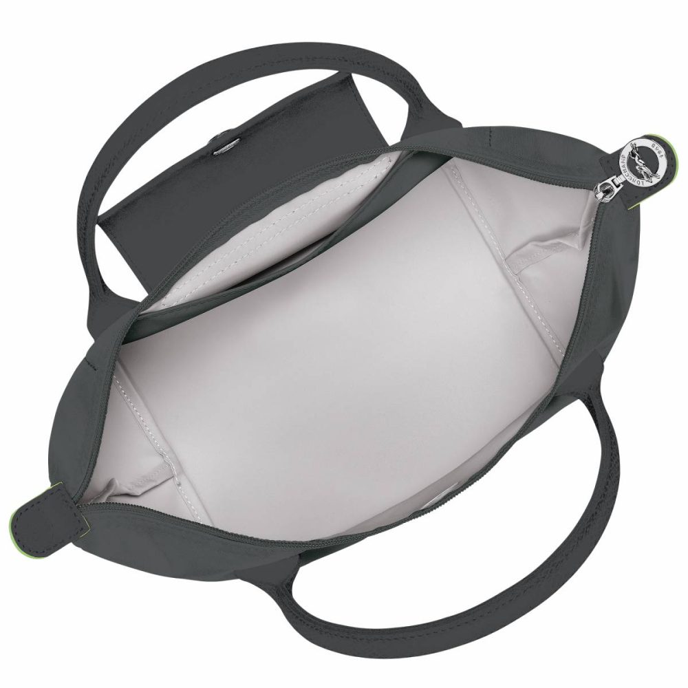 Graphite Women Le Pliage Green M Handbag Graphite - Recycled Canvas Longchamp Handbags - Image 4