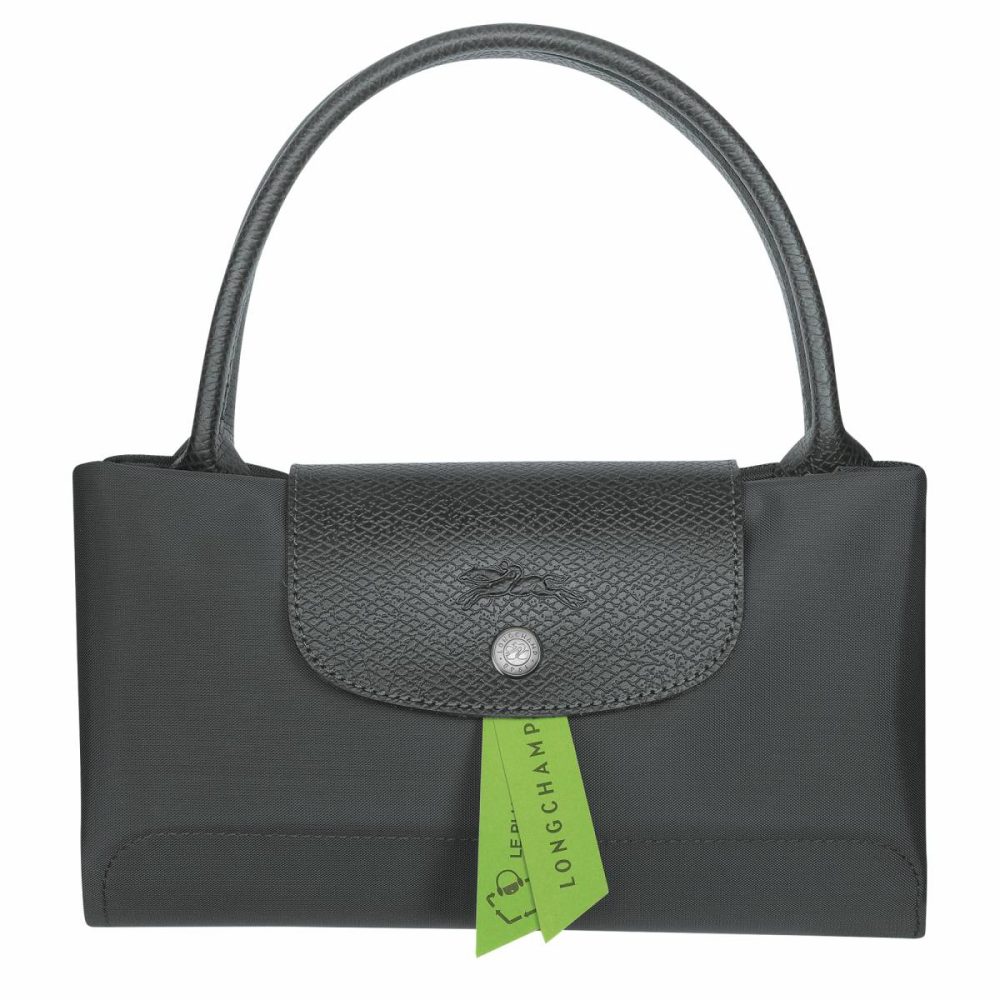 Graphite Women Le Pliage Green M Handbag Graphite - Recycled Canvas Longchamp Handbags - Image 5
