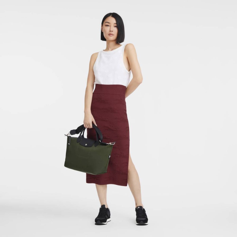 Handbags Khaki Women Longchamp Le Pliage Energy L Handbag Khaki - Recycled Canvas