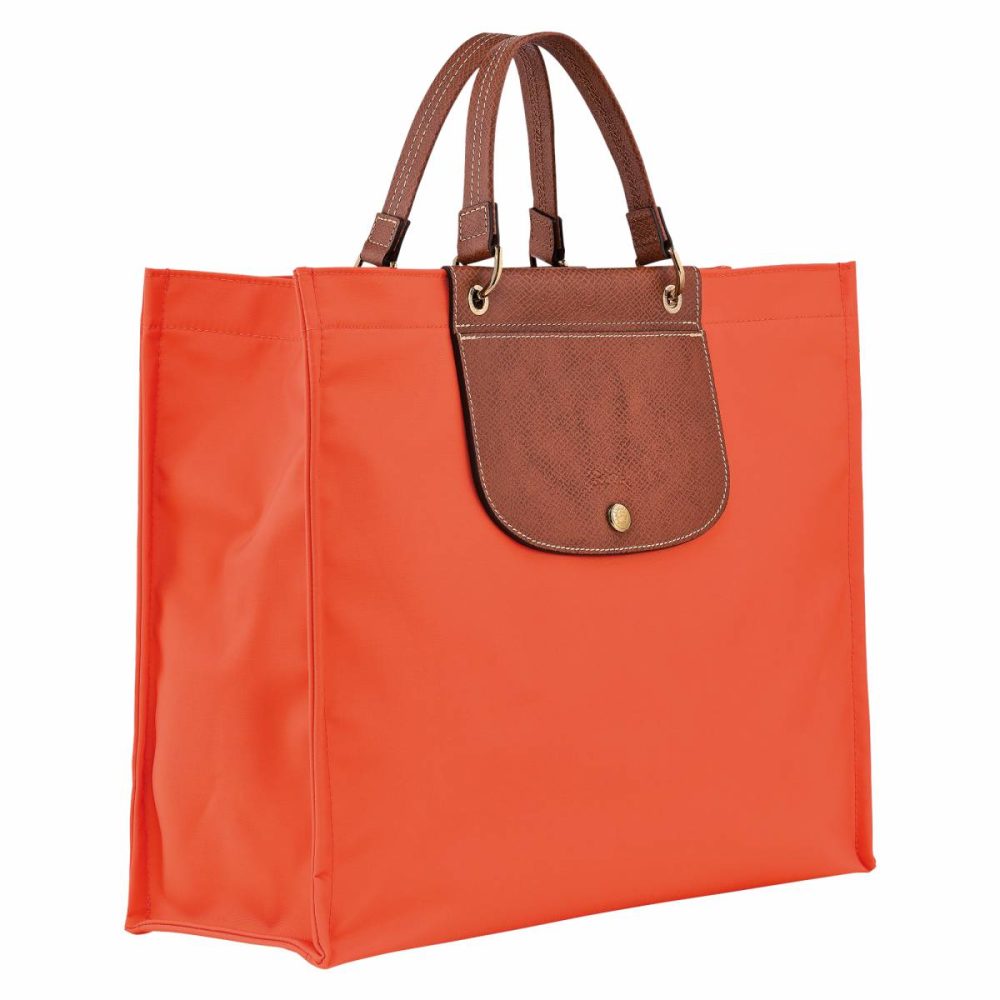 Handbags Women Cabas Longchamp L Tote Bag Carrot - Canvas Paprika - Image 3