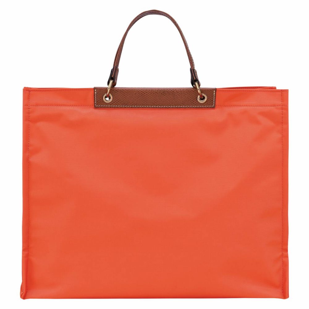 Handbags Women Cabas Longchamp L Tote Bag Carrot - Canvas Paprika - Image 4