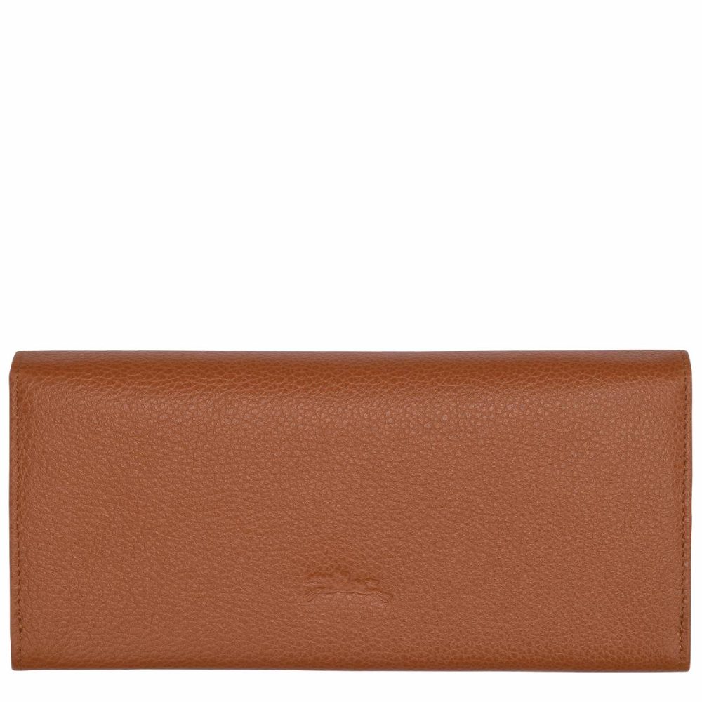 Le Foulonné Continental Wallet Caramel - Leather Longchamp Leather Wallets Women Caramel - Image 2