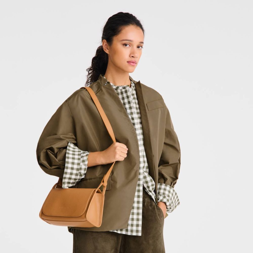 Le Foulonné M Crossbody Bag Walnut - Leather Leather Bags Women Longchamp Walnut - Image 2