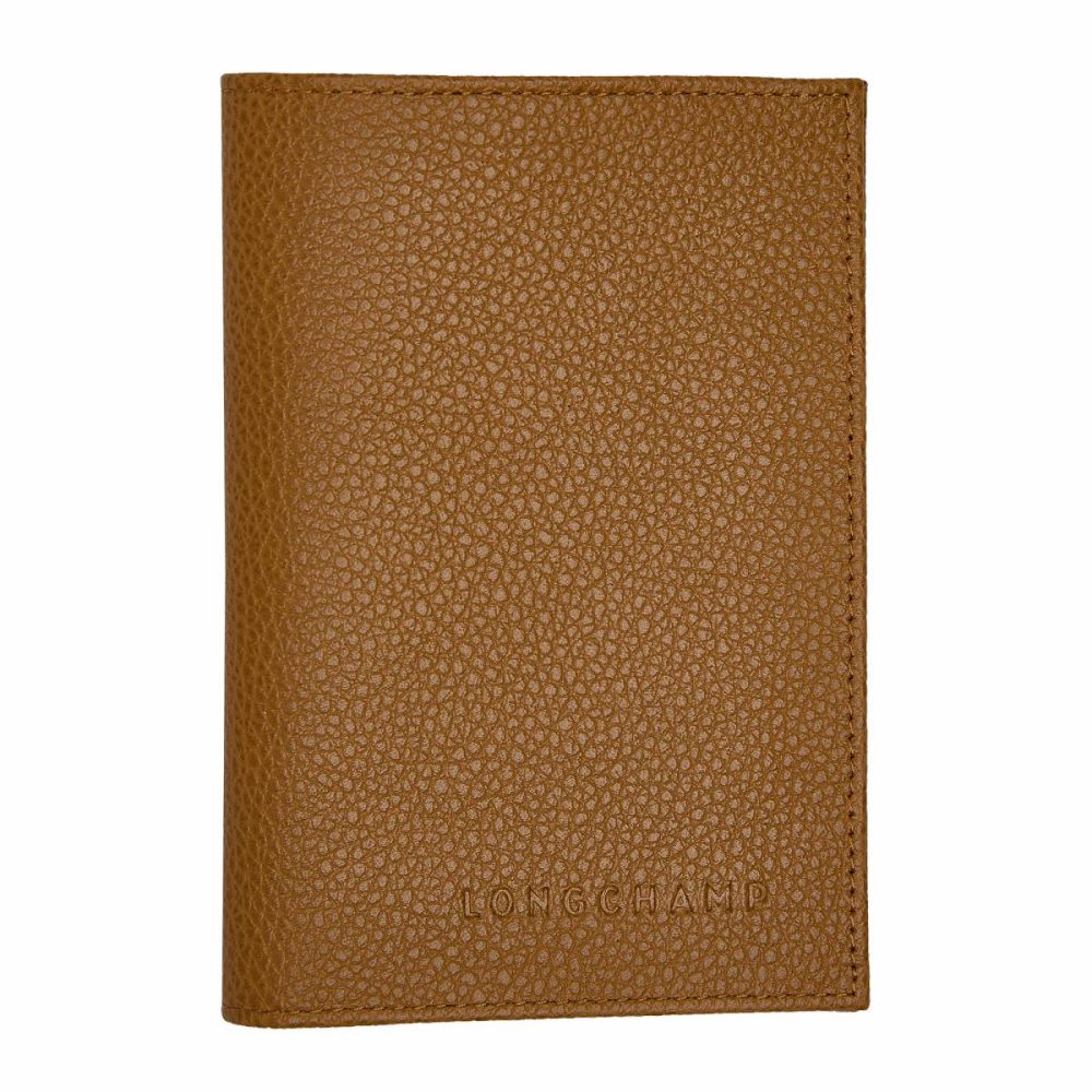 Le Foulonné Passport Cover Walnut - Leather Pouches & Cases Walnut Longchamp Women