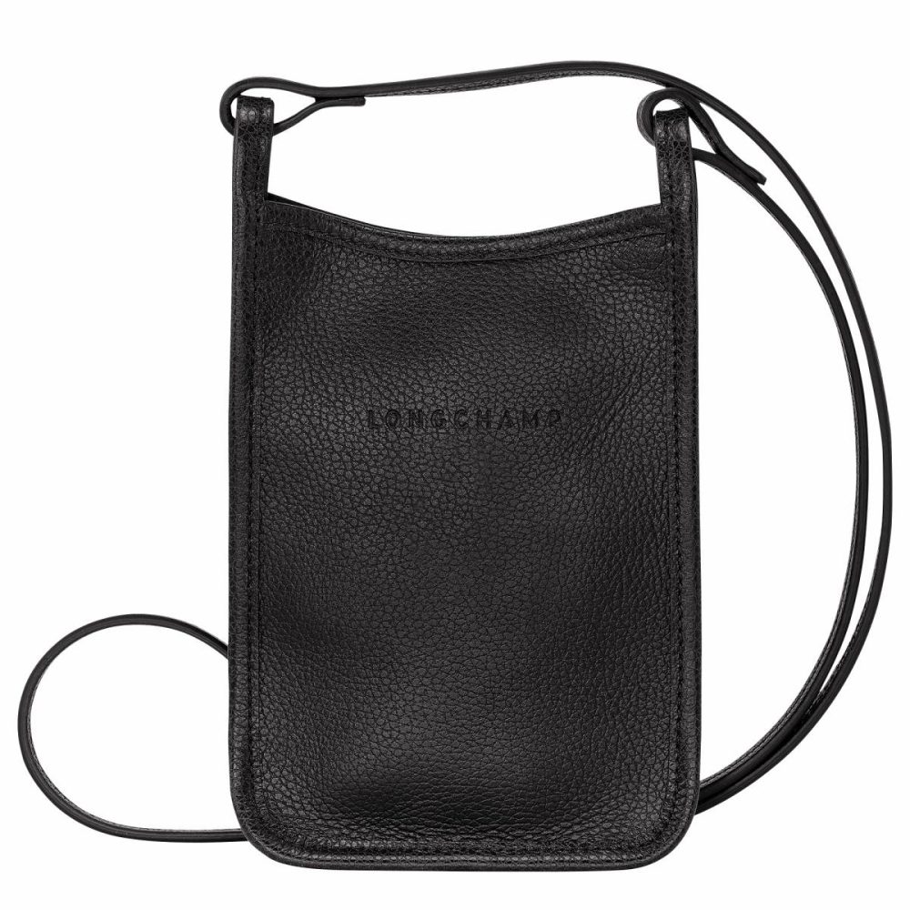 Le Foulonné Phone Case Black - Leather Longchamp Phone Cases Black Women