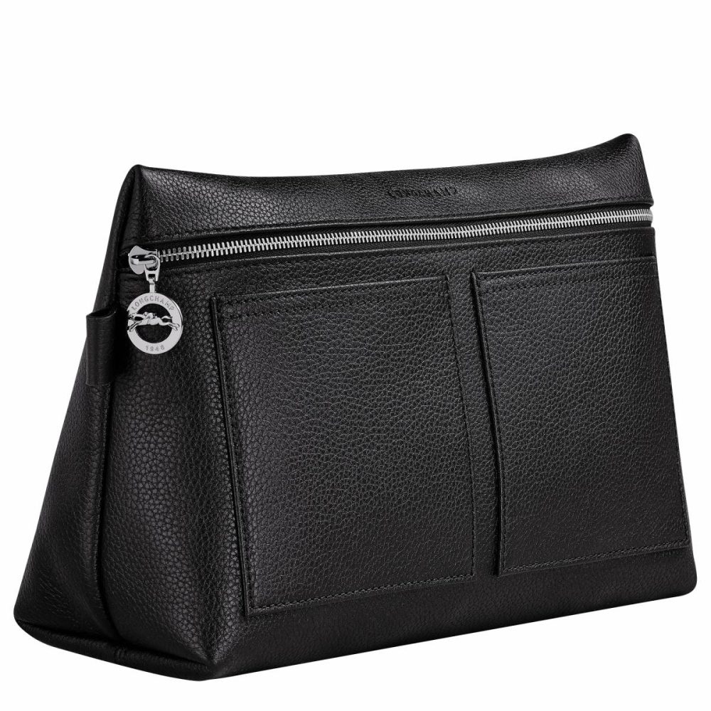 Le Foulonné Toiletry Case Black - Leather Toiletry Bags Women Longchamp Black - Image 2