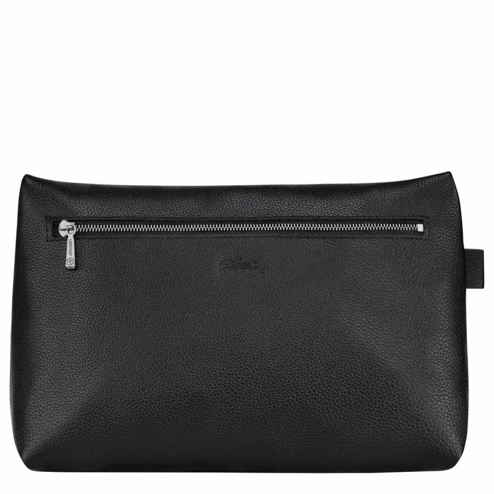 Le Foulonné Toiletry Case Black - Leather Toiletry Bags Women Longchamp Black - Image 3