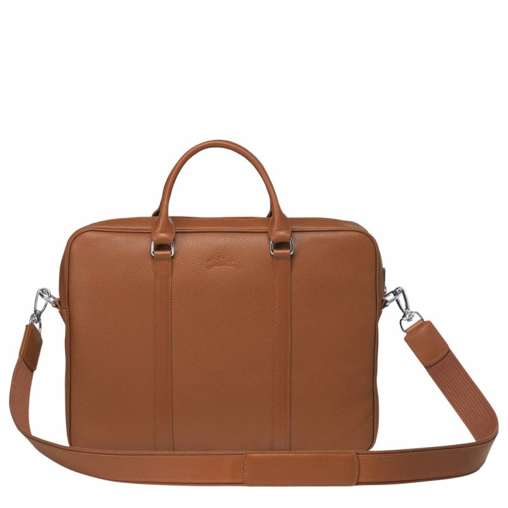 Le Foulonné Xs Briefcase Caramel - Leather Women Longchamp Leather Bags Caramel - Image 4