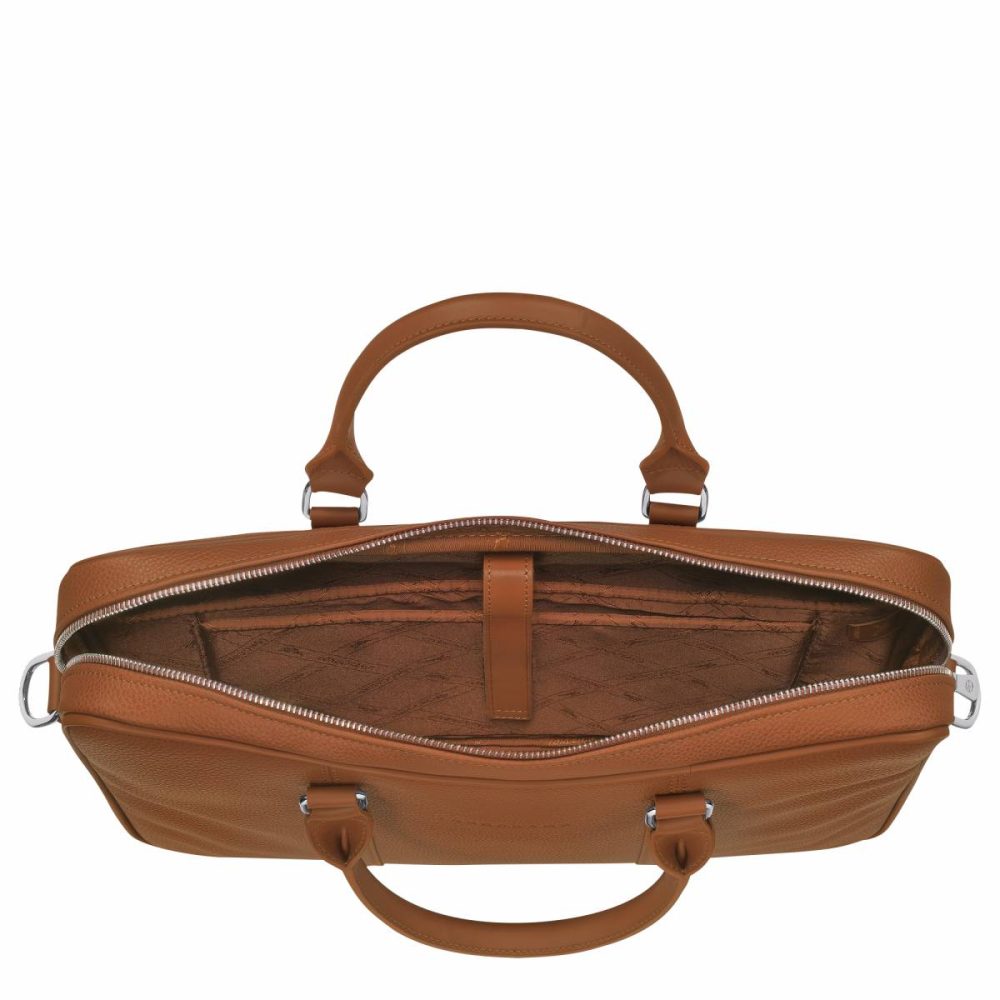 Le Foulonné Xs Briefcase Caramel - Leather Women Longchamp Leather Bags Caramel - Image 5