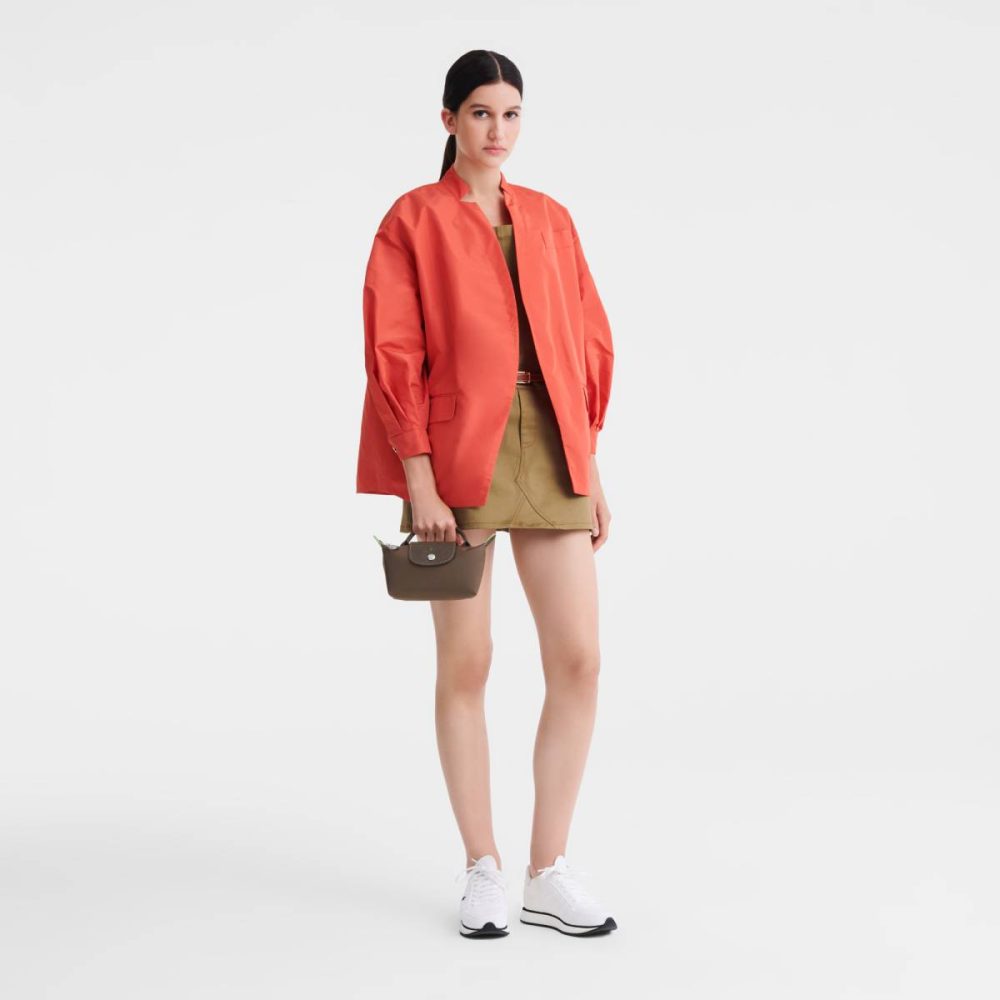 Le Pliage Green Pouch With Handle Terra - Recycled Canvas Longchamp Pouches & Cases Women Terra